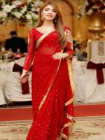 red designer sari